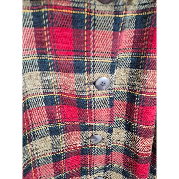 Sag Harbor Women’s Red & Tan Plaid Tweed Button Front Blazer Jacket Size 14 - Picture 4 of 7